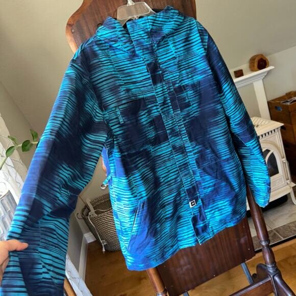 Ride Snowboard Mens Large Gatewood Blue Striped Snowboading Skiing Winter Jacket - Picture 4 of 11